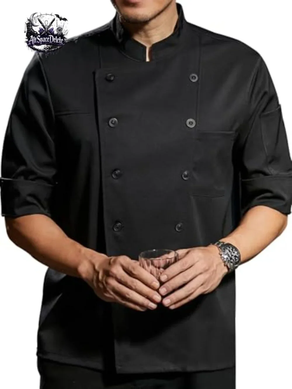 Stretch Lightweight Chef Coat With Sleeve Pocket Black